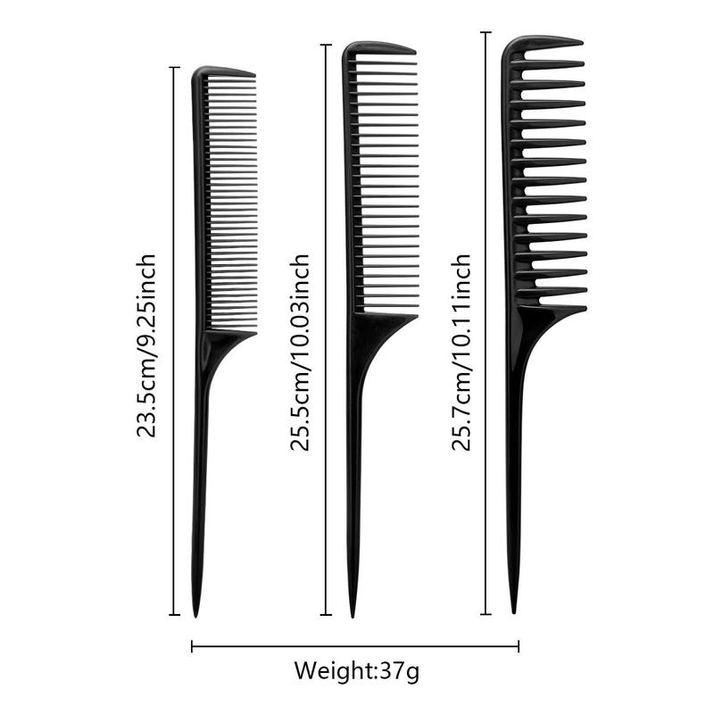 Hair Styling Comb Set, 3 Counts set Pointed Tail Comb & Wide Tooth Comb, Hair Styling Tool for Curly & Straight Hair, Hairdressing Comb Set