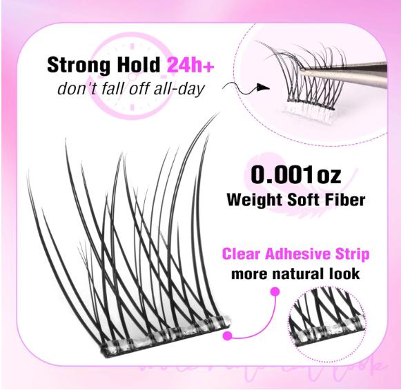 Self Adhesive Lashes Clusters Natural Look Lash Extension Reusable Self Adhesive Eyelashes No Glue Individual Lashes C Curl Eyelash Clusters Faux Mink Lashes by Newcally