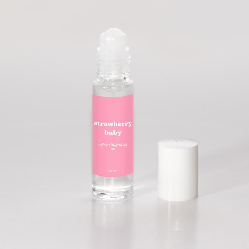 Strawberry Baby Scented Roll On Oil - Smells  Like Strawberry Milk, Caramel, Woods, and Musk Aroma Body Care