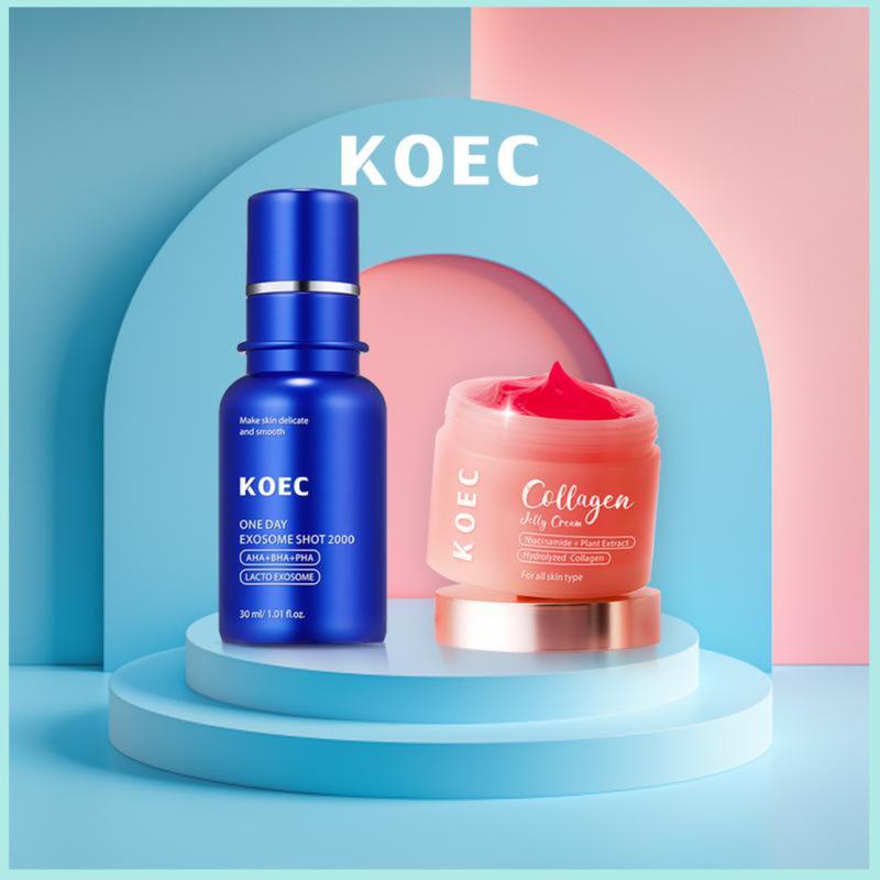 KOEC Korean Home Aesthetic Duo – Achieve Glass Glow Skin with Zero Exosome Spicule Serum & Collagen Niacinamide Jelly Cream Combo