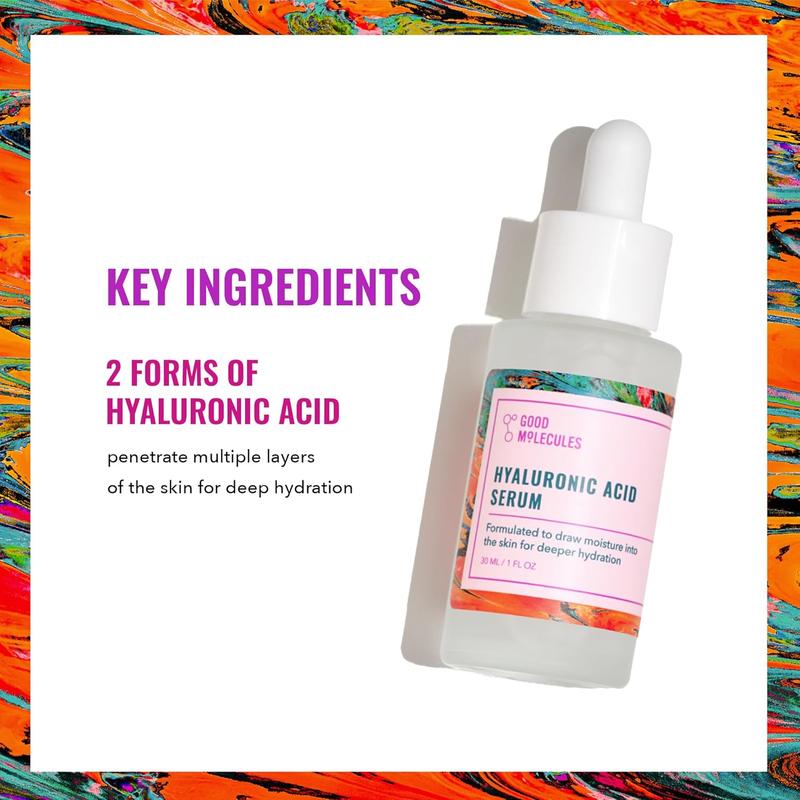 Good Molecules Hyaluronic Acid Serum - Hydrating, Non-Greasy Formula to Moisturize, Plump - 1% HA, Anti-Aging, Water-Based Skincare for Face Good Molecules