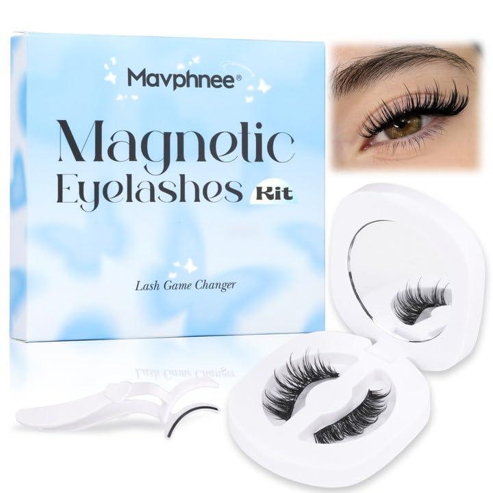 Magnetic Eyelashes with Applicator Magnetic Lashes with Applicator Kit Wispy False Lashes No Glue Needed Eyelashes Natural Fake Lashes Eye Lashes Pack 1 Pair by Mavphnee Makeup Cosmetic Lash Extensions Eyelash Extension Eyelashes Extensions