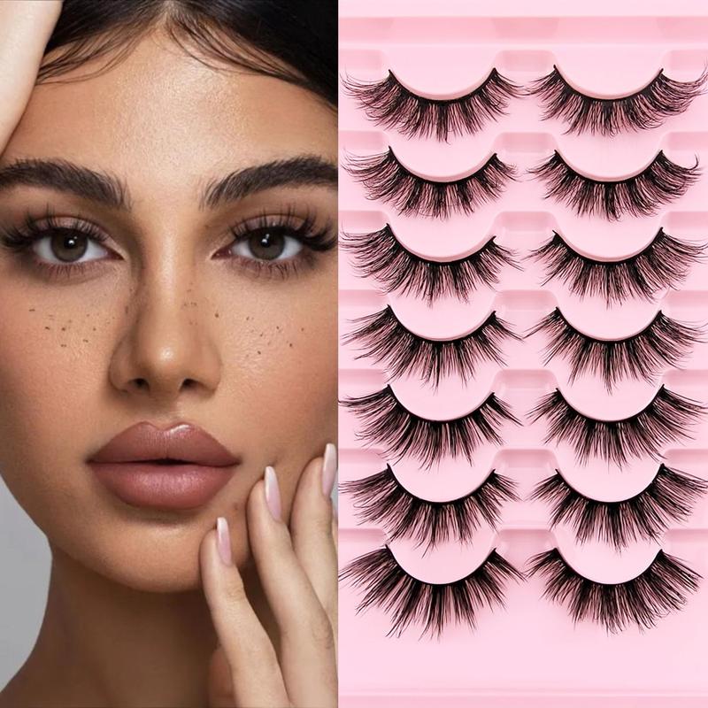 Fluffy Curly Thick False Eyelashes, 1 Box Natural Look Fluffy Thick Faux Eyelashes for Women