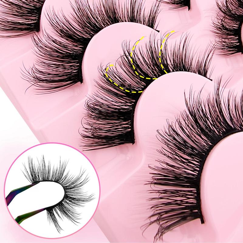 Fluffy Curly Thick False Eyelashes, 1 Box Natural Look Fluffy Thick Faux Eyelashes for Women