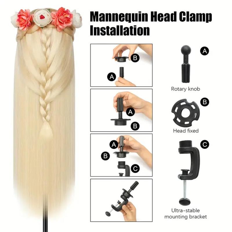 28 Inch Long Blonde Training Head with Tools, 18pcs set Hairdressing Mannequin Head for Braiding, Hair Styling Head for Salon & Barber Shop