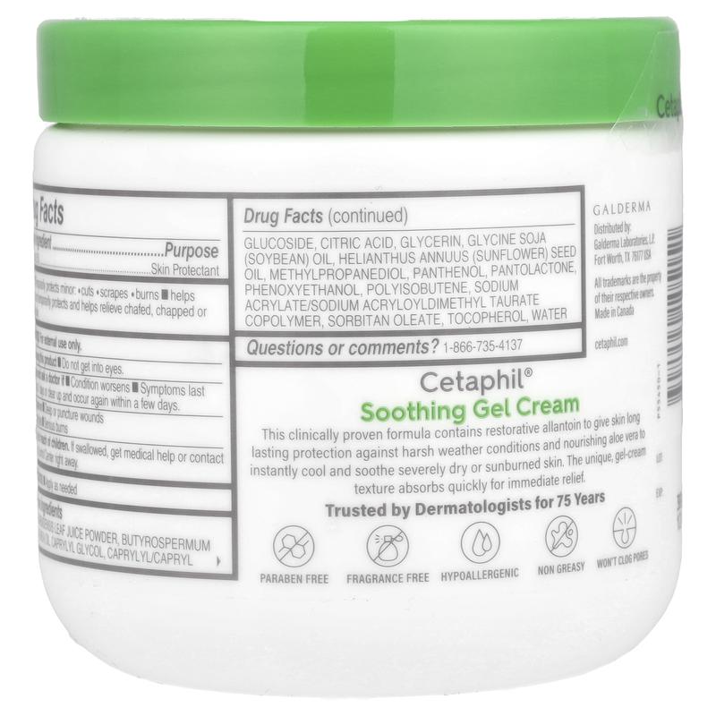 Cetaphil Soothing Gel Cream with Aloe, Fragrance Free, 16 oz (453 g)