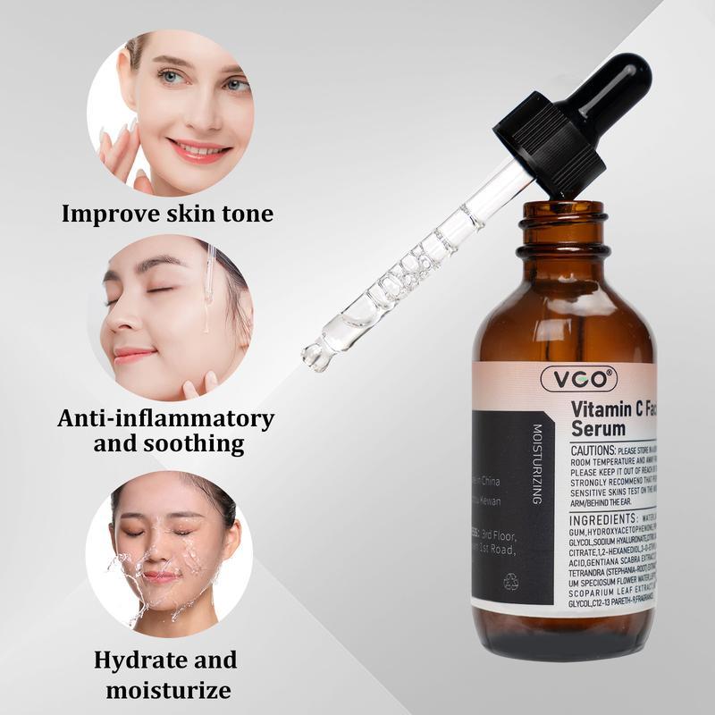 VGO Vitamin C Facial Serum Essence,  deep hydration easily absorbed winter Moisturizer dryskin Reduce wrinkles brightening serum even skintone oil control serum skin repair Hydrate Nourishing snail  mucin facial care facial serum