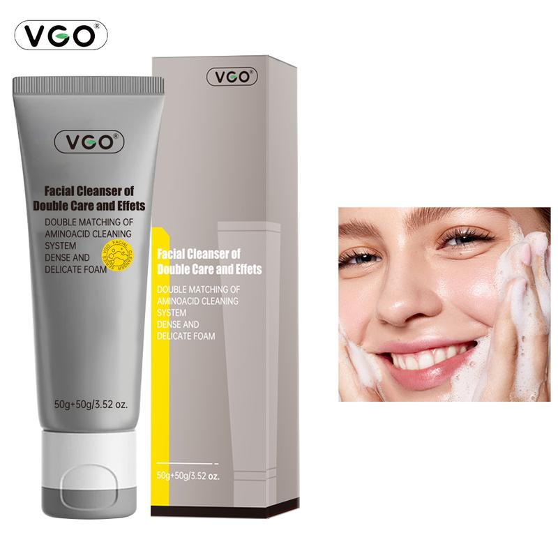 VGO Facial Cleanser of Double Care and Effets 50g All types of skins Cleanse and moisturize-A Cleansing Skincare Gentle Charcoal