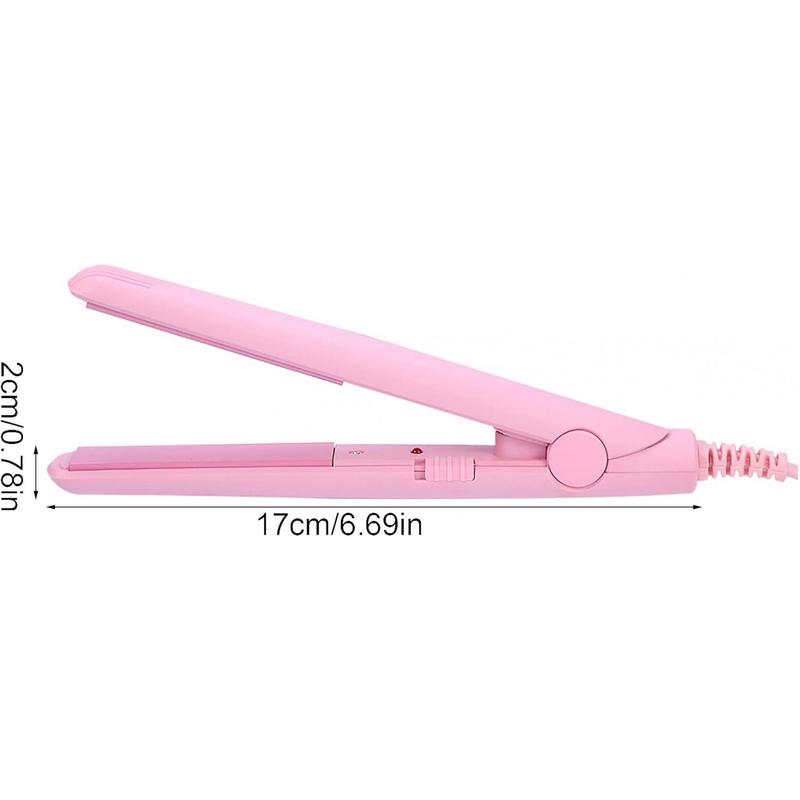 25W PTC Straightener and Curling Iron in One Mini Hair Straightener,Hair Straightener, Flat Iron Curler, (Pink, Us Plug)