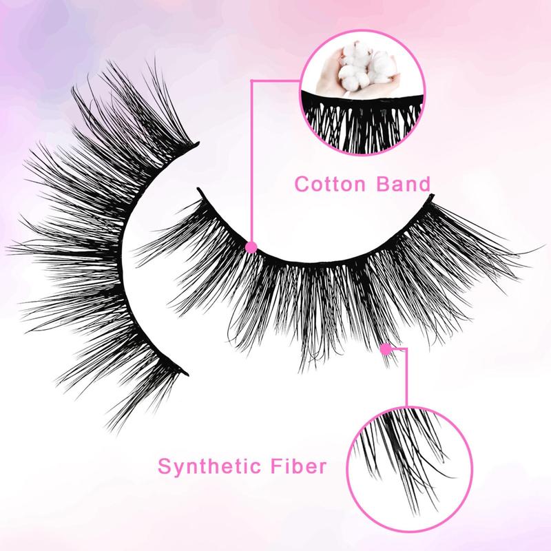 Fluffy Curly Thick False Eyelashes, 1 Box Natural Look Fluffy Thick Faux Eyelashes for Women