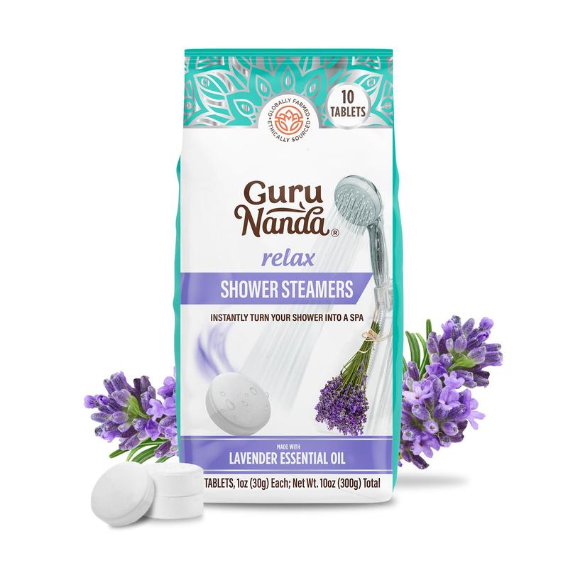 GuruNanda Relax Lavender Shower Steamers - Individually Wrapped - 10 Count