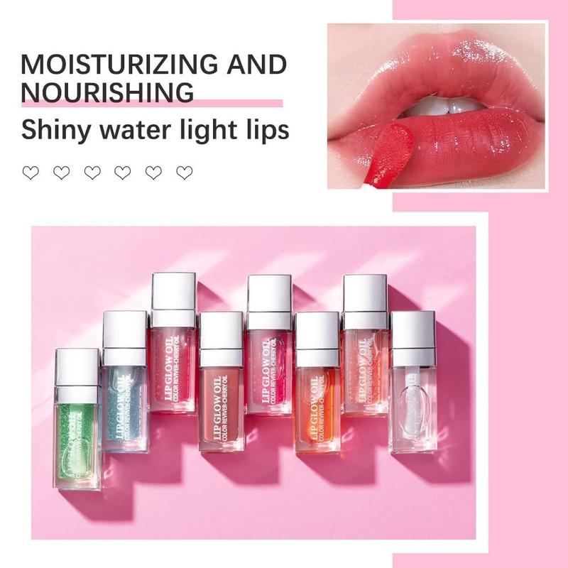 Plumping Lip Oil, Hydrating Gloss Tinted Lip Balm Transparent Lip Care, Big Brush Head Glitter Shine, Long Lasting Nourishing Non-sticky Fresh Texture(ALOE)