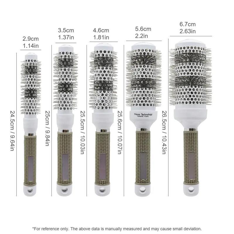 Hair Brush, 1 Count Hairbrush Thermal Aluminum Tube Round Barrel Comb, Hairdressing Hair Salon Styling Drying Curling