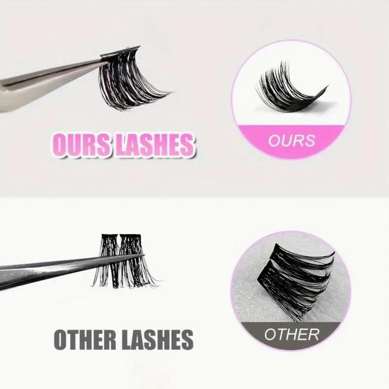 Segmented False Eyelashes (200pcs set), Natural Look Eyelashes Extensions Kit, Natural Curling Fake Eyelashes for Women Eye Makeup Enhancement