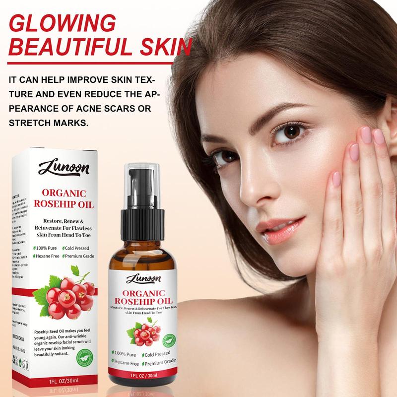 Rosehip Seed Oil, Natural Facial Moisturizing Oil for Tightening Skin, Massage, Face, Personal Skincare Serum Beauty Gifts for Women Skincare Products