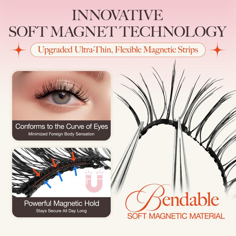 LASHVIEW Soft Magnetic Eyelashes Cosmetic EyeLash Extension with Applicator No Glue & Eyeiner Needed Reusable Waterproof Makeup Eyelashes Extensions