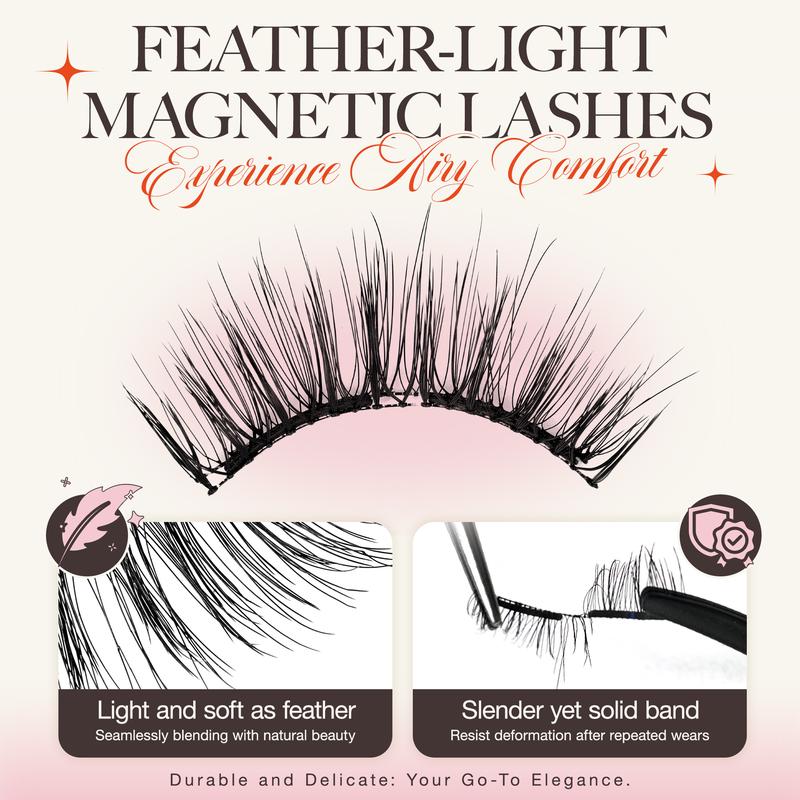 LASHVIEW Soft Magnetic Eyelashes Cosmetic EyeLash Extension with Applicator No Glue & Eyeiner Needed Reusable Waterproof Makeup Eyelashes Extensions