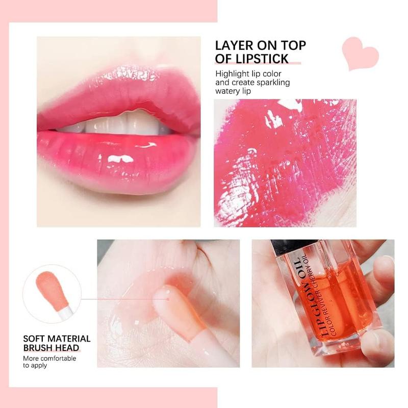 Plumping Lip Oil, Hydrating Gloss Tinted Lip Balm Transparent Lip Care, Big Brush Head Glitter Shine, Long Lasting Nourishing Non-sticky Fresh Texture(ALOE)