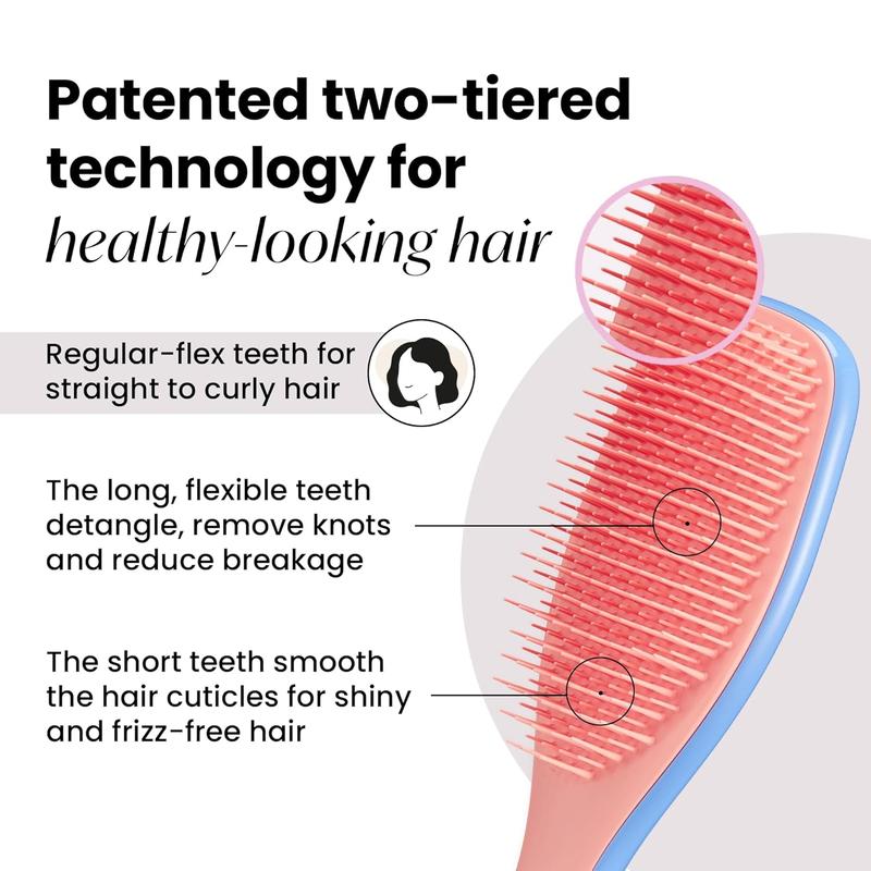 Tangle Teezer Ultimate Detangler Hairbrush for Wet & Dry Hair, Eliminates Knots & Reduces Breakage for All Hair Types, Apricot Blaze Tangle Teezer Haircare Smooth