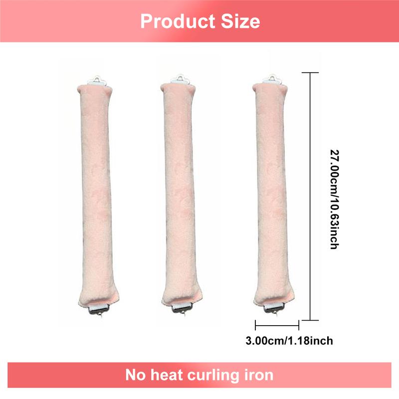 Heatless Hair Curler, 3pcs Pink Satin Flexi Rods - Heatless Curls, Soft Velvet Overnight Sleeping Curls Styling Tools for All Hair Types