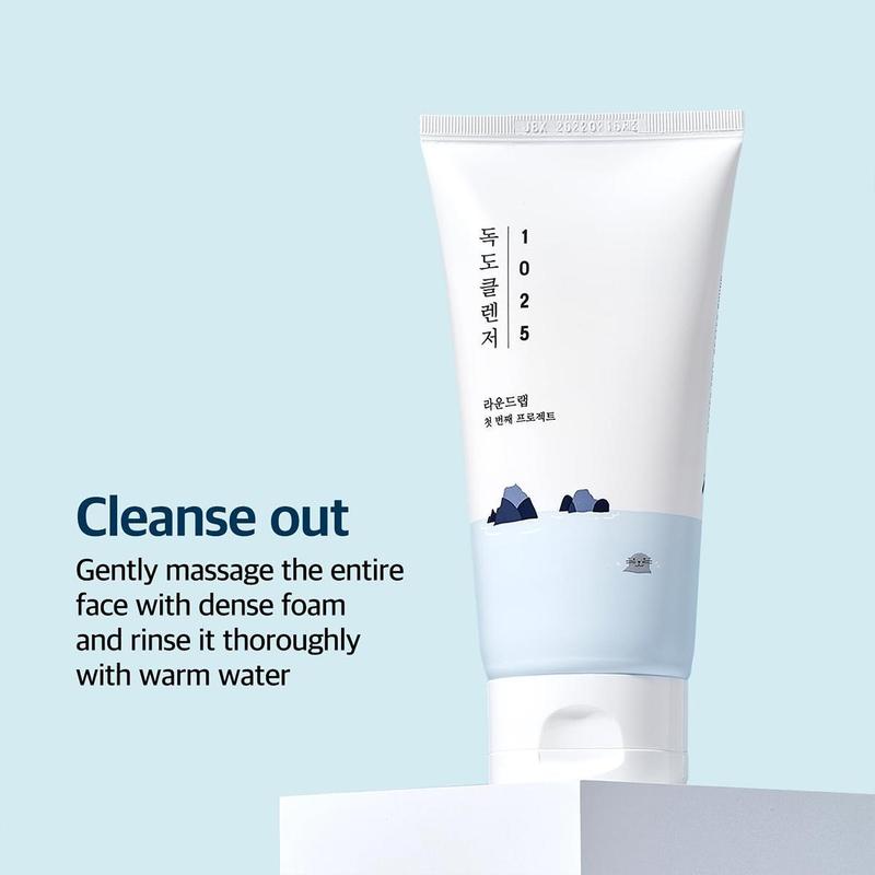 [ROUND LAB] 1025 Dokdo Toner 200ml & 1025 Dokdo Cleanser 150ml, Long Lasting Moisture, Exfoliate Dead Skin Cells, Facial Daily Cleanser,  All In One Daily Cleasner, Gentle Cleansing, Mild Cleanser, Skincare Set