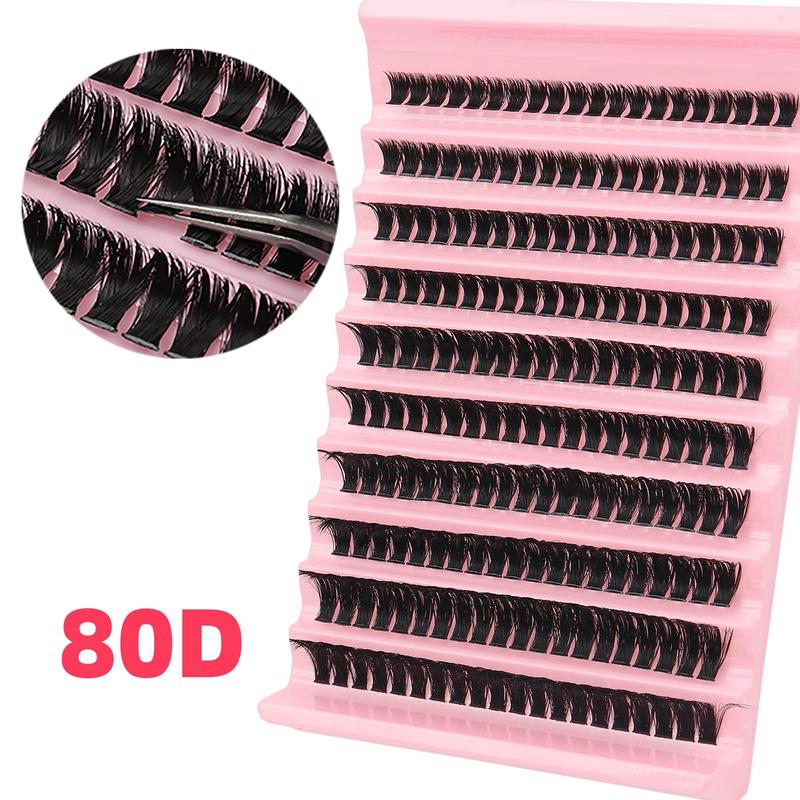 Segmented False Eyelashes (200pcs set), Natural Look Eyelashes Extensions Kit, Natural Curling Fake Eyelashes for Women Eye Makeup Enhancement