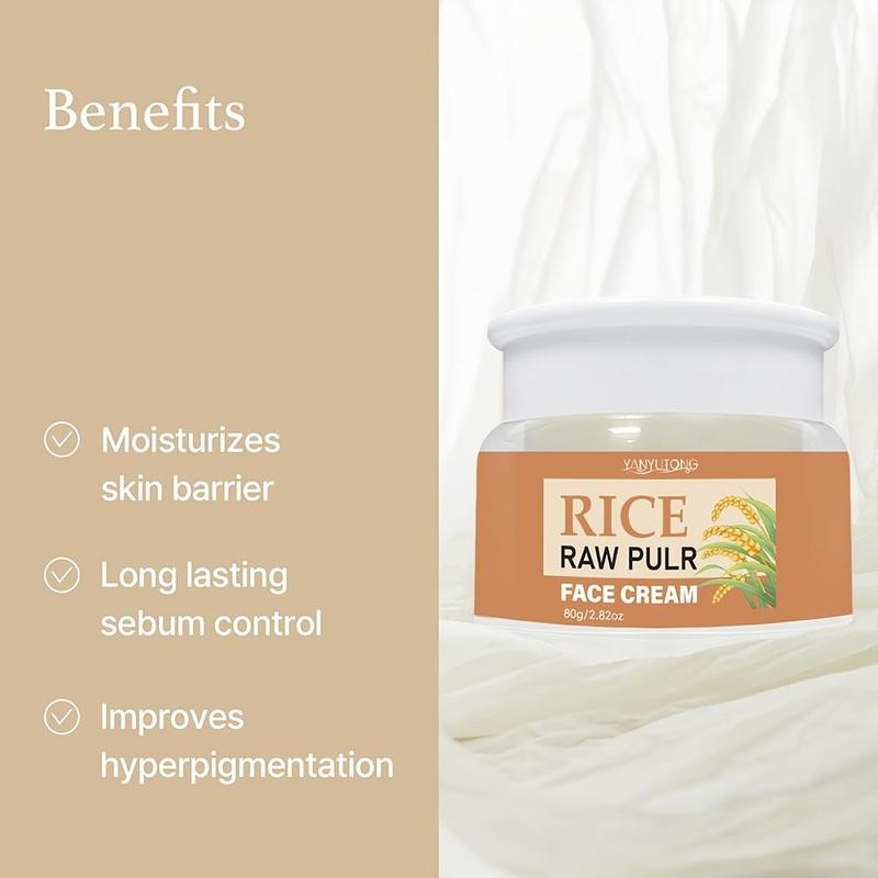 Rice Face Cream, 2 Counts Deep Moisturizing Face Cream, Hydrating Brightening Face Moisturizer, Face Lotion for All Skin Types