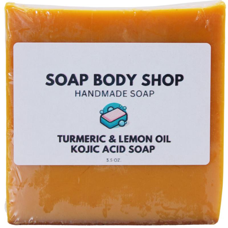 Turmeric Lemon Oil & Kojic Soap, Even Out Skin Tone, Handmade, Body Care, Coconut, Daily Use, Skin Care Routine, Radiance, Turmeric Soap, Exfoliate