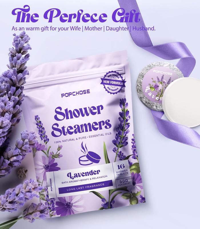 Shower Steamers Aromatherapy - Birthday Gifts for Women, Christmas Gifts Stocking Stuffers, 16 Pack Lavender Shower Tablets with Essential Oils, Self Care Gifts for Women, Mom, Relaxation & Home SPA