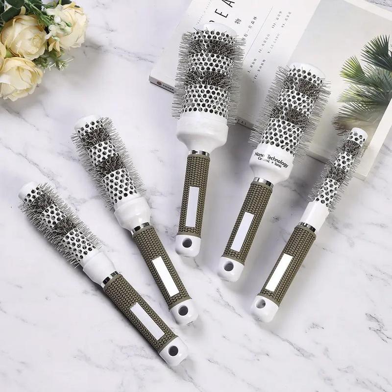 Hair Brush, 1 Count Hairbrush Thermal Aluminum Tube Round Barrel Comb, Hairdressing Hair Salon Styling Drying Curling