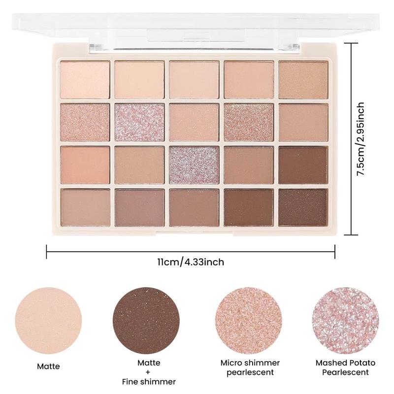 20 Nude Brown Pink Matte Shimmer Eyeshadow Palette for Eye Makeup - Cosmetic