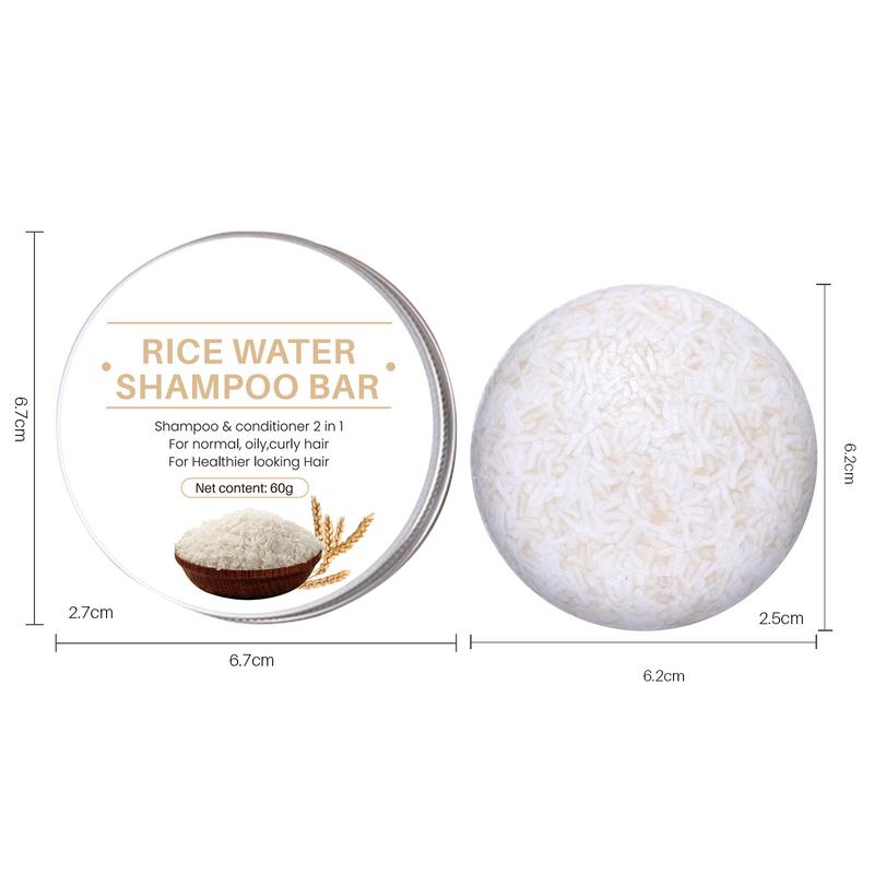 Rice Water Shampoo Bar, 60g Each, Moisturizing Hair Care, Smooth & Shiny Hair, Suitable for All Hair Types, with Shea Butter, for Dry Hair, Men & Women, Adult Use