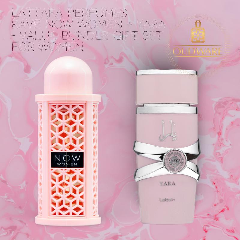 Lattafa Perfumes Yara + Now Women 100ml (3.4Oz) EDP For Women - Arabian Perfume Value Bundle - Luxury Fragrance Gift Set For Women