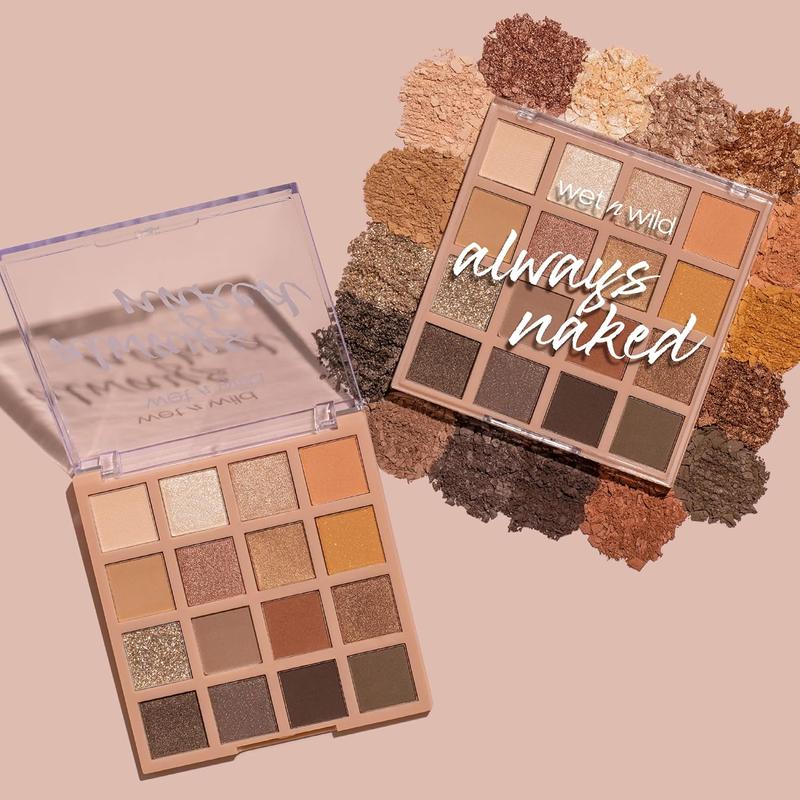 wet n wild Always Naked Palette, Nude Neutral Eye Makeup, Blendable, Warm And Cool Nude Pigments, Matte, Shimmer, Glitter, Creamy Smooth