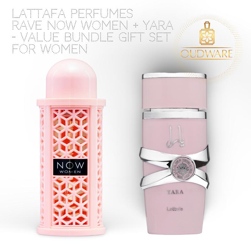 Lattafa Perfumes Yara + Now Women 100ml (3.4Oz) EDP For Women - Arabian Perfume Value Bundle - Luxury Fragrance Gift Set For Women